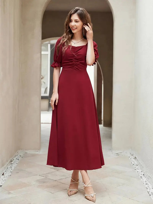 Crimson Breeze A-Line Dress
