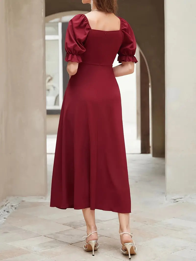 Muhtarma Rrr Crimson Breeze A-Line Dress – Muhtarma