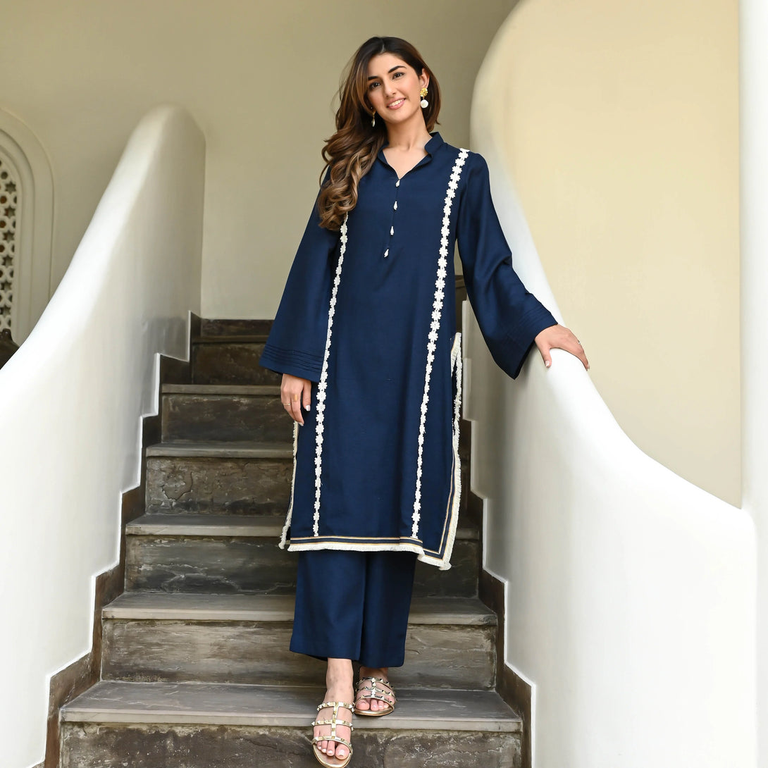 Celestial Blue & White Coord Set – Muhtarma