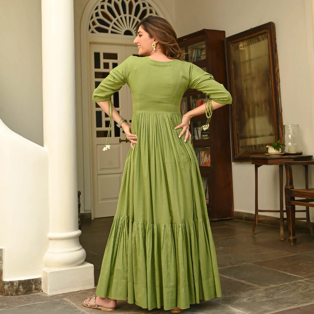 Muhtarma Rrr Floral Dream Green Maxi – Muhtarma