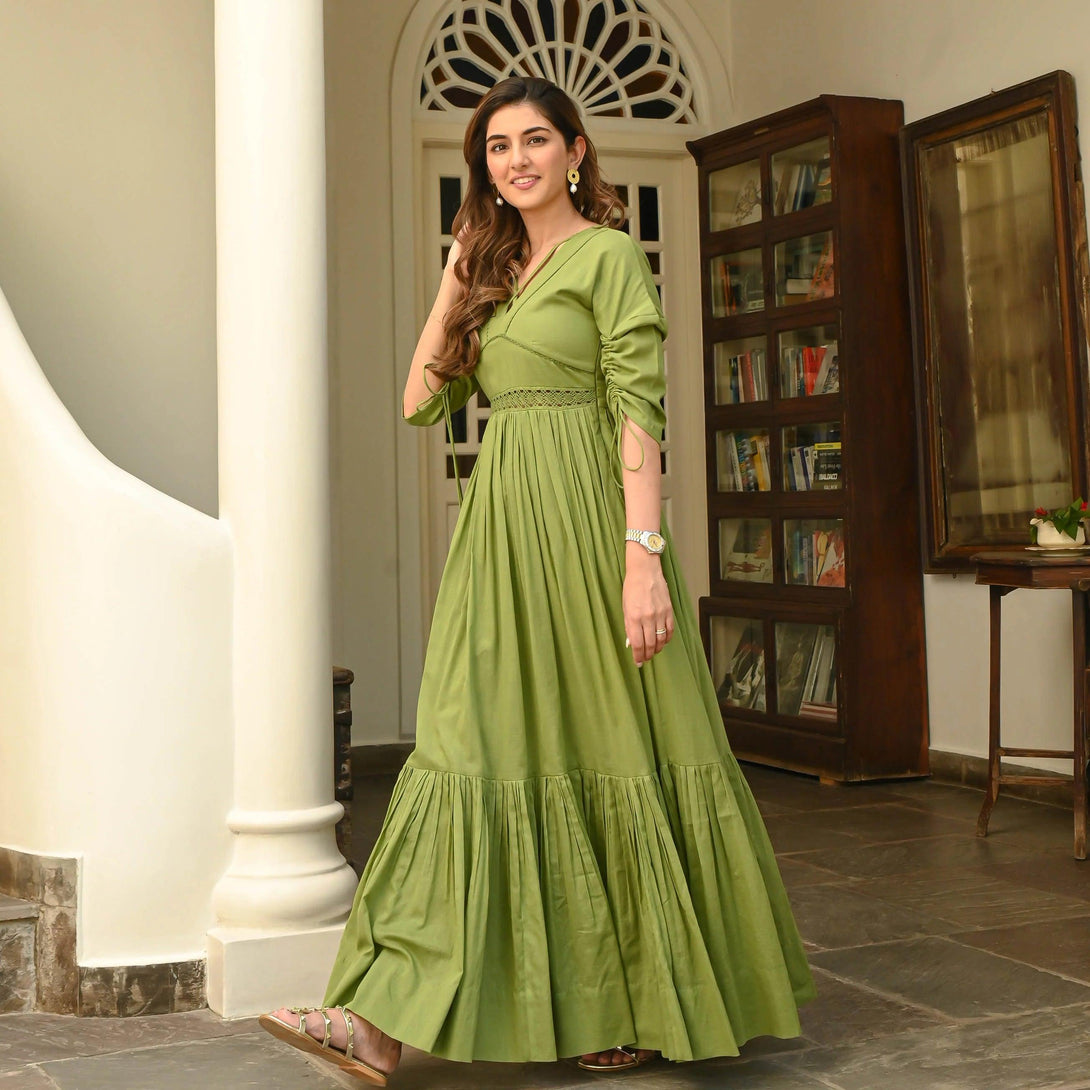 Muhtarma Rrr Floral Dream Green Maxi – Muhtarma
