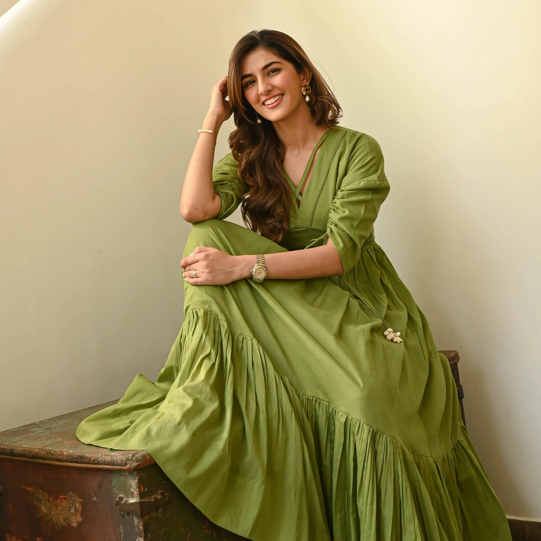 Muhtarma Rrr Floral Dream Green Maxi – Muhtarma
