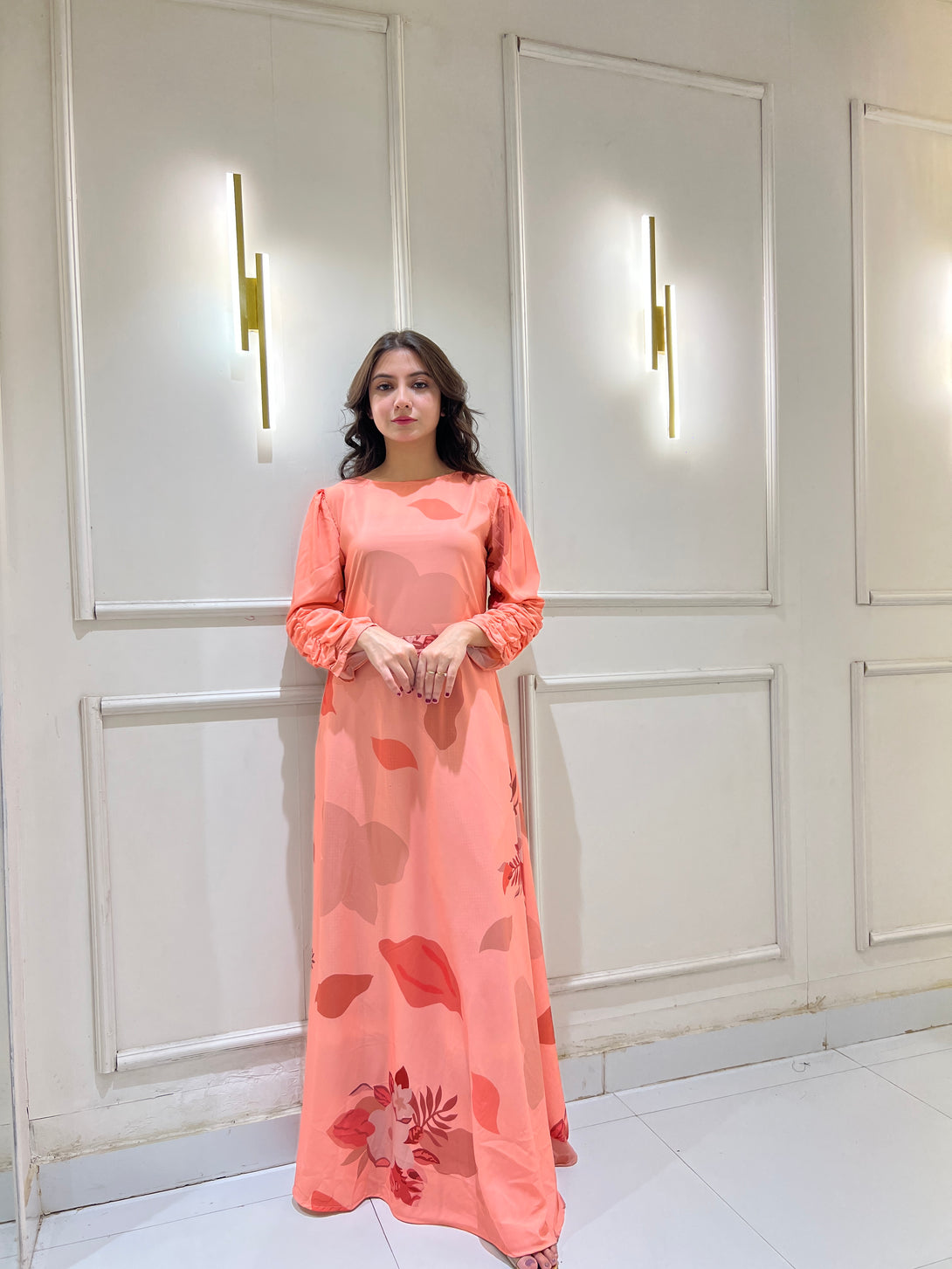 Muhtarma Rrr Soft Rose Pink Floral Print Maxi: – Muhtarma
