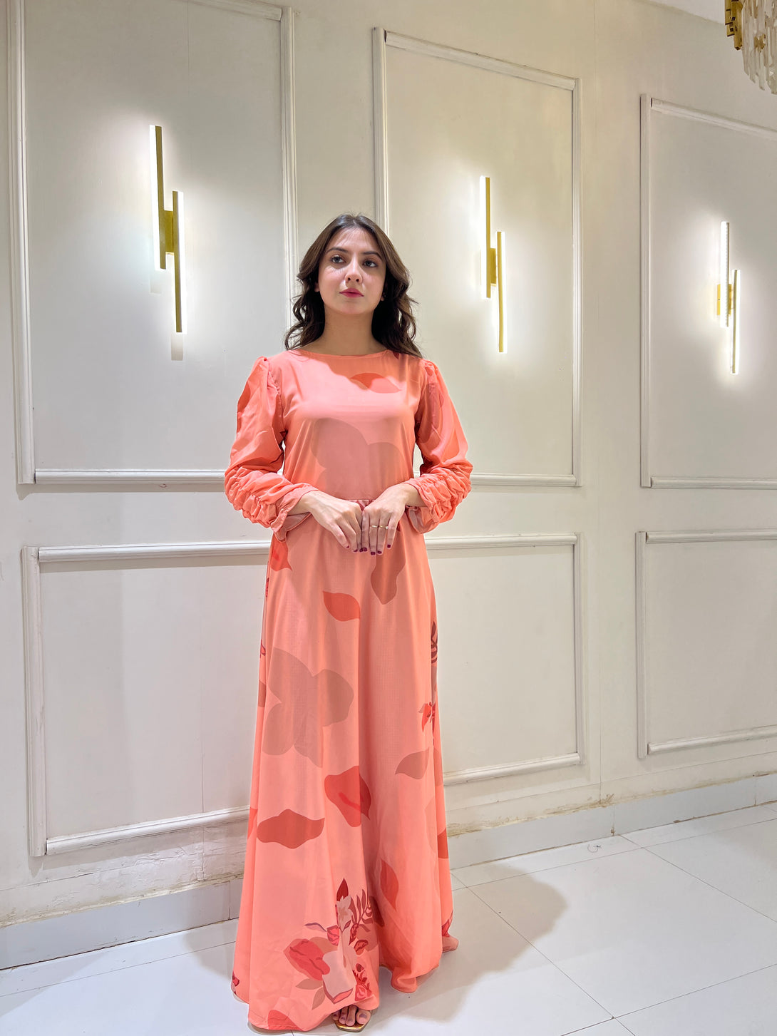 Muhtarma Rrr Soft Rose Pink Floral Print Maxi: – Muhtarma