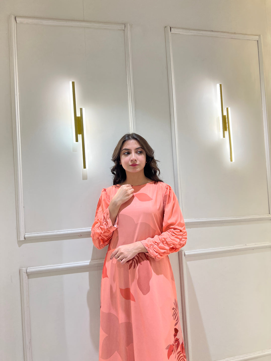 Muhtarma Rrr Soft Rose Pink Floral Print Maxi: – Muhtarma