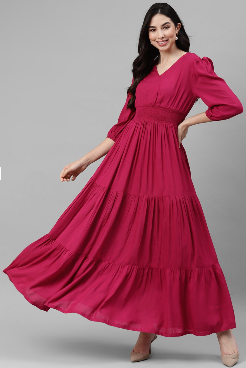 Muhtarma Rrr Scarlet Blossom Pink Maxi – Muhtarma