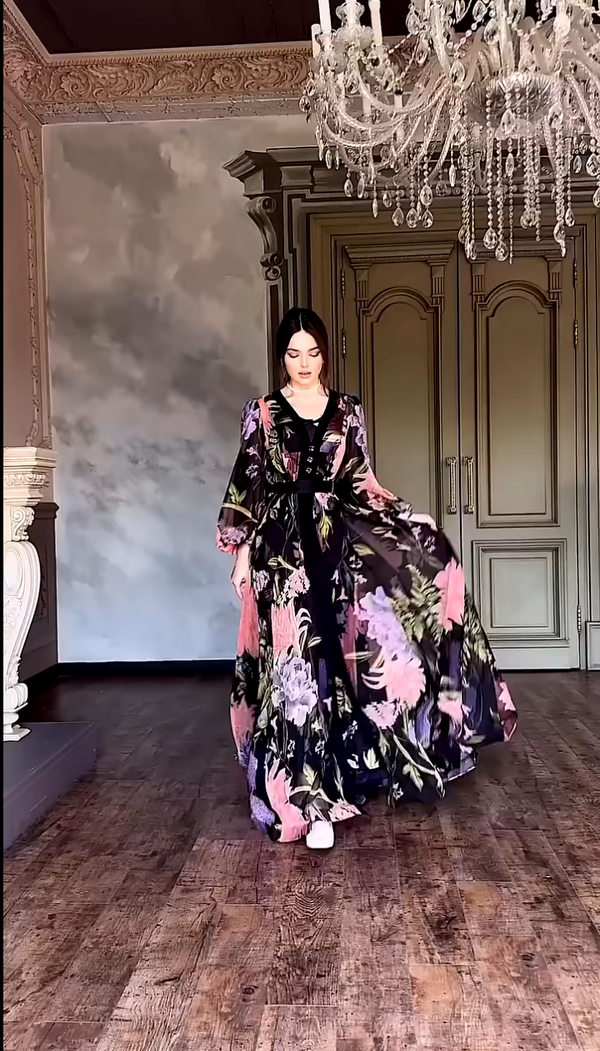 Artful Chiffon Print Dress