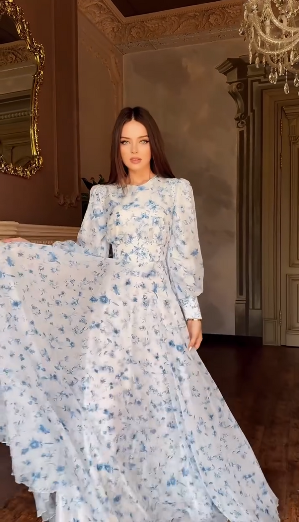 Blue Serenity Floral Print Dress