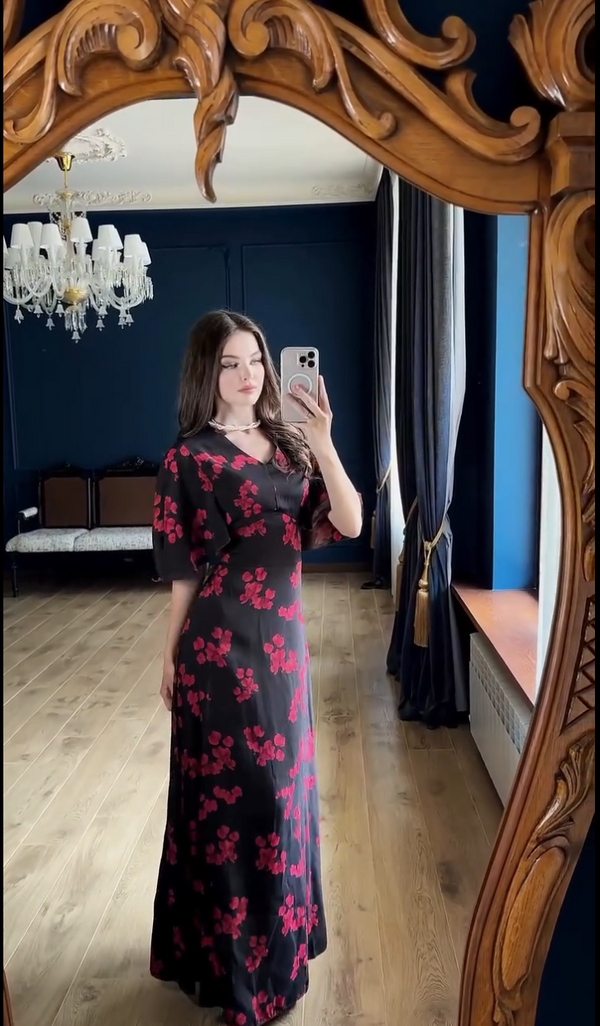 Dark Fuchsia Print Maxi