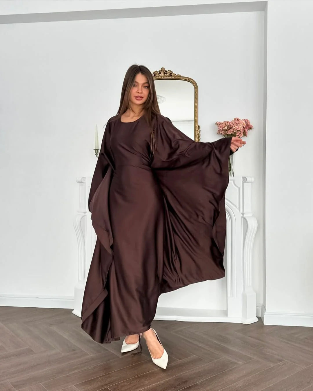 Muhtarma Rrr Arabian Brown Satin Kaftan – Muhtarma