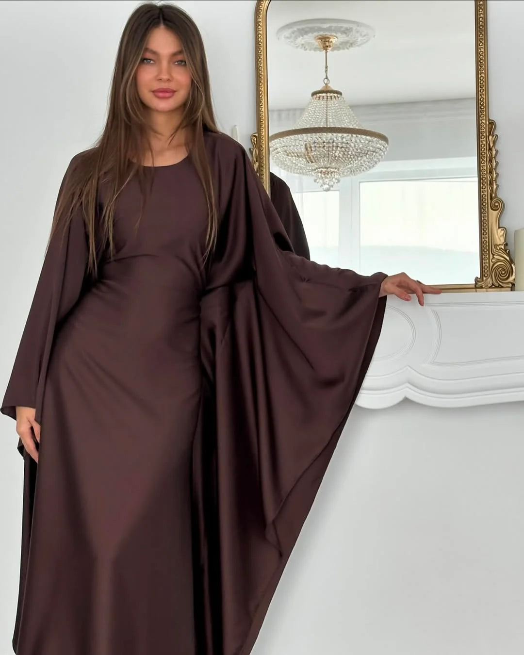 Muhtarma Rrr Arabian Brown Satin Kaftan – Muhtarma